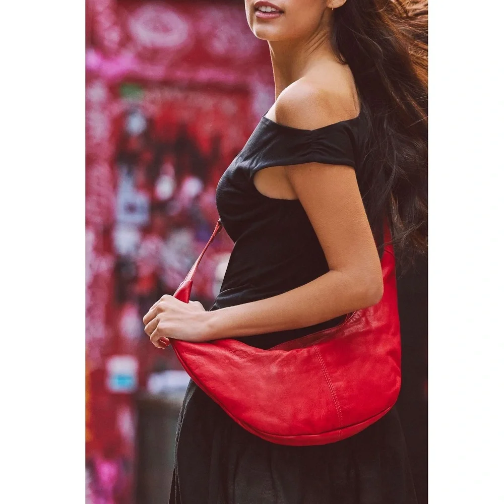 FREE PEOPLE Leather Idle Hands Sling Bag in Red Lip - Picture 8 of 15